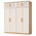 Armoire 4 portes en bois et MDF blanc et chêne clair