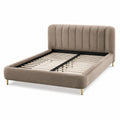 Lit double en tissu et bois 160x200 cm beige