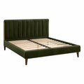 Lit double en velours vert foncé avec structure en bois 200x160 cm