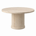 Table ronde en travertin beige, diamètre 120 cm