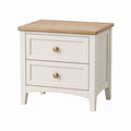 Table de chevet en bois MDF avec deux tiroirs en blanc et chêne