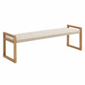Banc en bois avec assise en corde tressée 160 cm beige