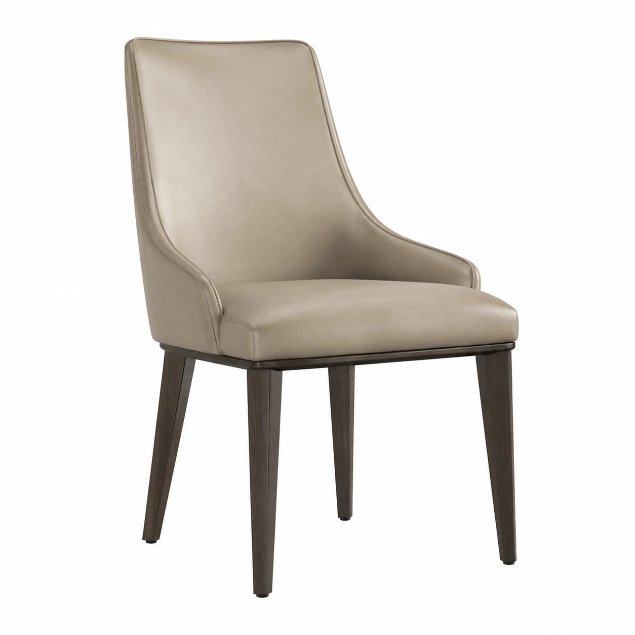Chaise de salle à manger en cuir synthétique avec pieds en chêne Beige