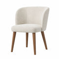 Chaise en tissu bouclette ivoire avec pieds en bois massif 55x55x77cm
