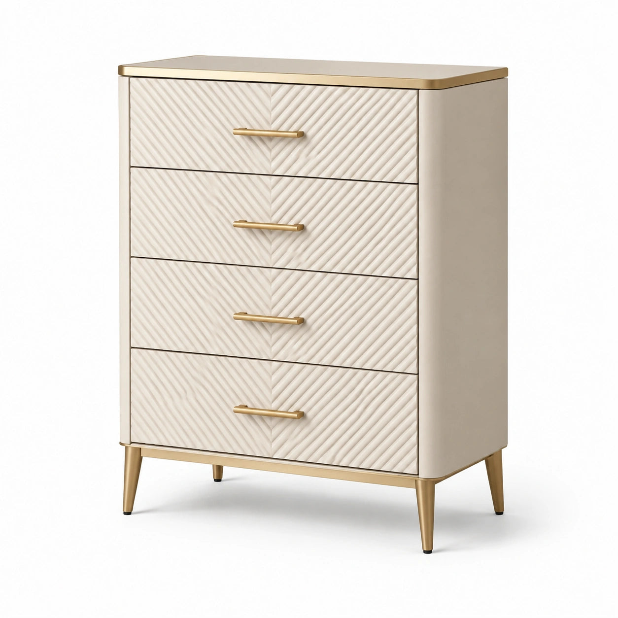 Commode en bois MDF avec finitions dorées 100x70x40 cm beige