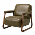 Fauteuil en Similicuir Vert avec Cadre en Bois
