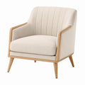 Fauteuil en bois et polyester beige