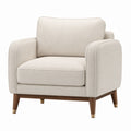 Fauteuil en bois et tissu polyester beige