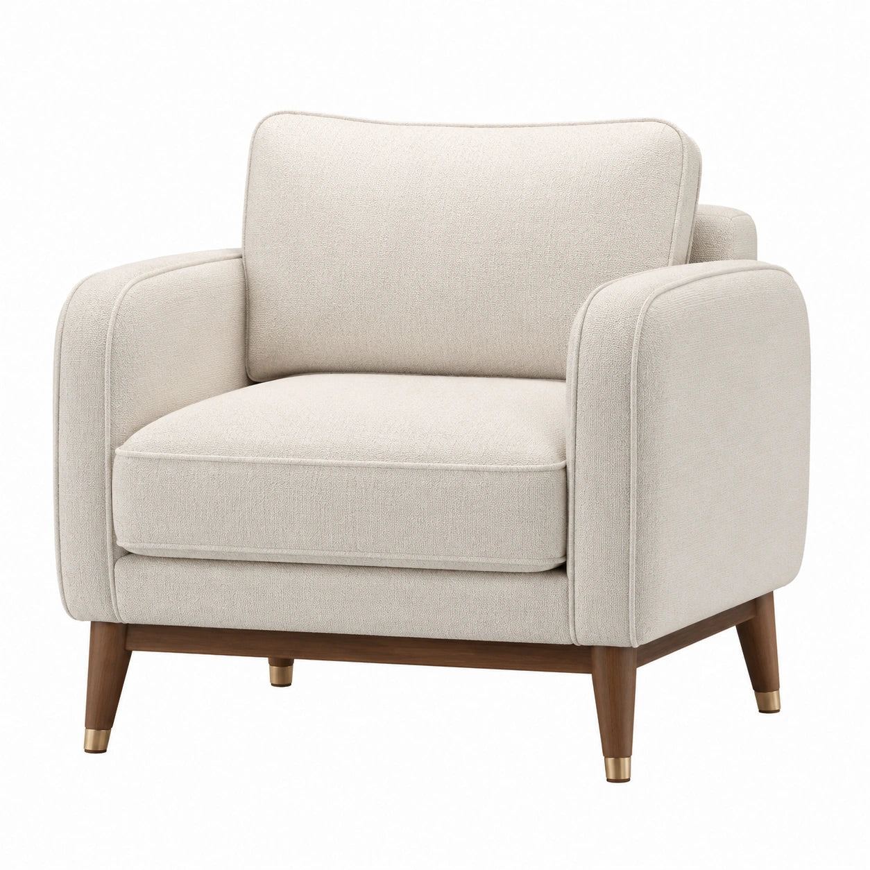 Fauteuil en bois et tissu polyester beige